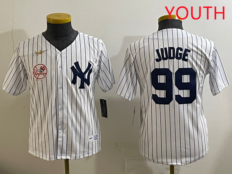 Youth New York Yankees 99 Judge White 2025 Nike MLB jersey style 65